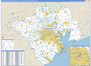 Houston-The Woodlands-Sugar Land Metro Area Wall Map Basic Style